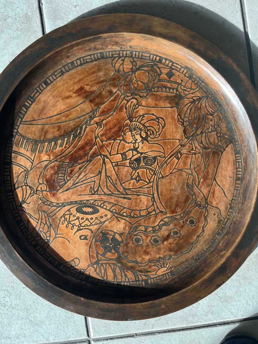 Theodore Chanut: Important 1930s Art Deco Metalwork Platter-photo-2