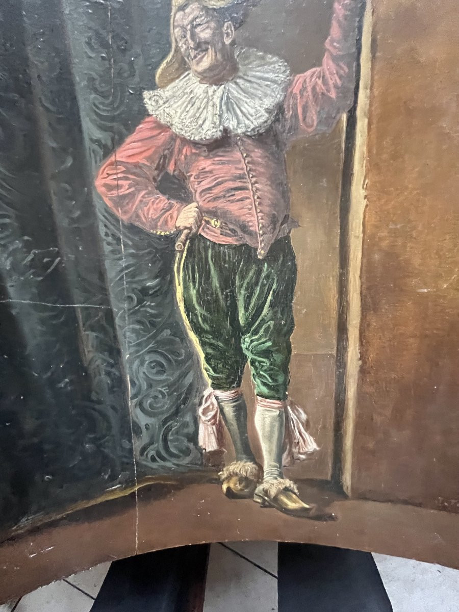 Clown Or Court Jester Oil Painting, Signed Tallon, Late 19th Century-photo-3