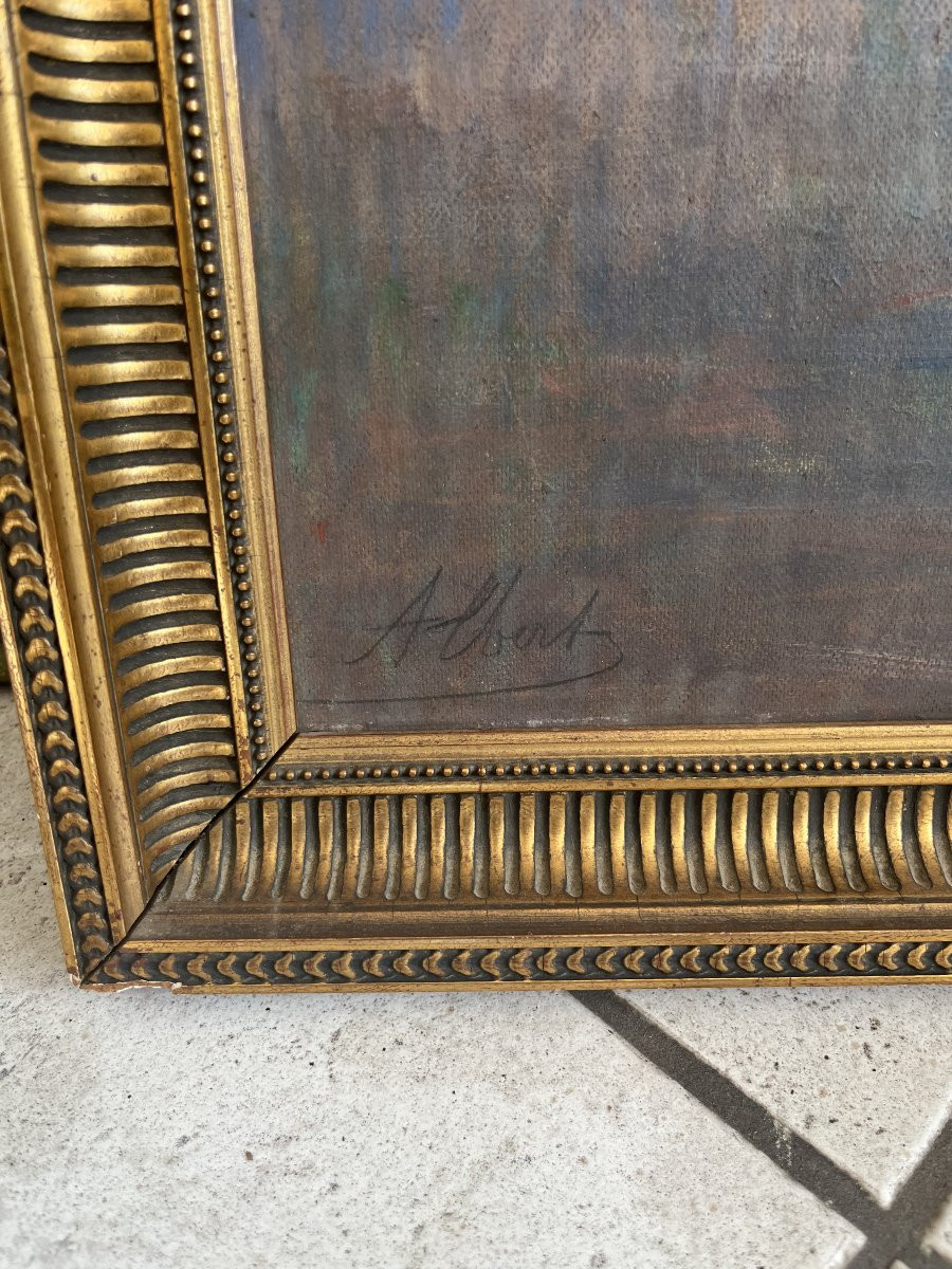 Huile symboliste 1900 art nouveau signé-photo-1