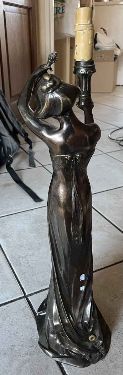 Charles Korschann And Louchet, Foundry, Pair Of Art Nouveau Lamps, Circa 1900-photo-2