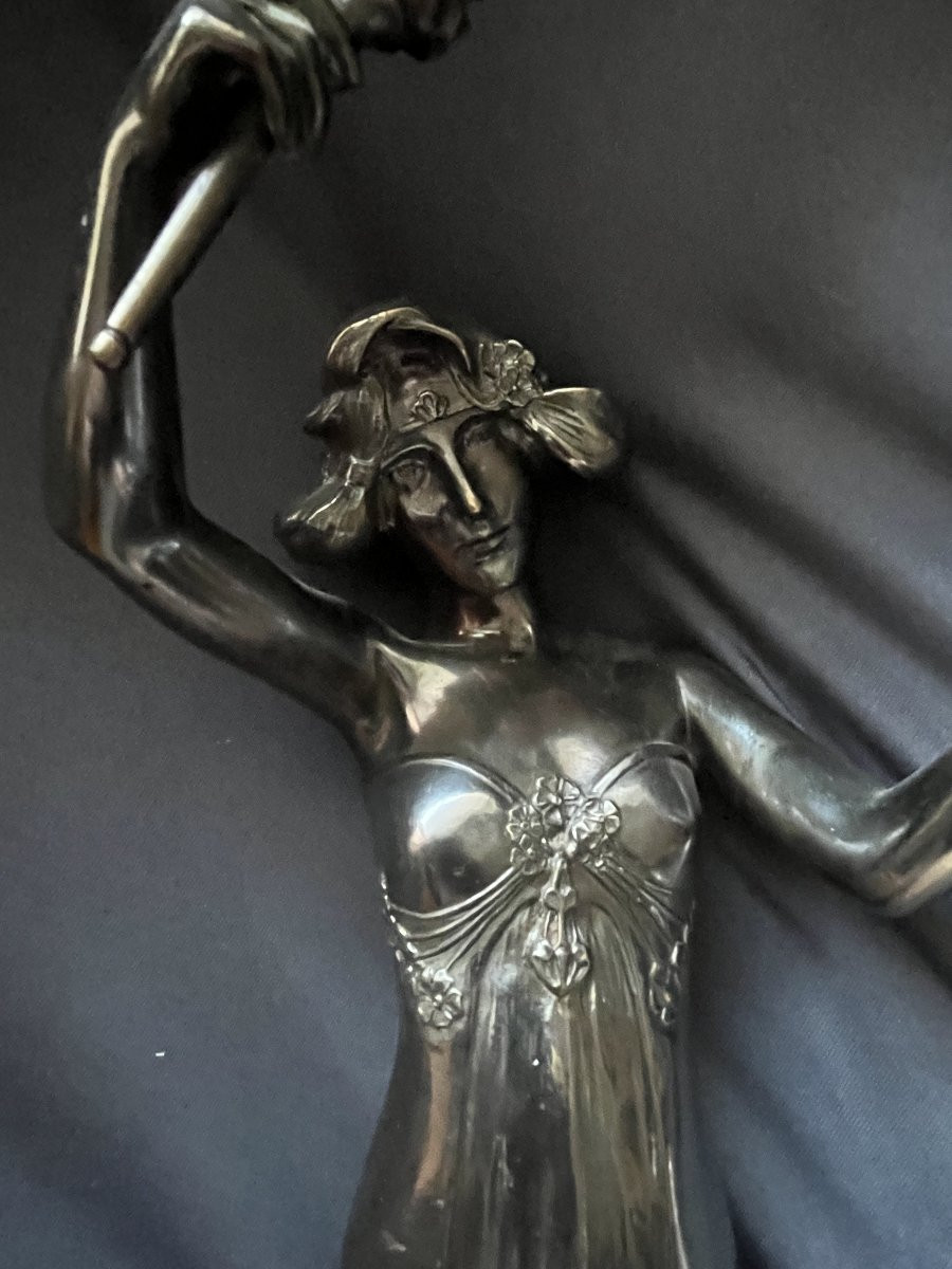 Charles Korschann And Louchet, Foundry, Pair Of Art Nouveau Lamps, Circa 1900-photo-8