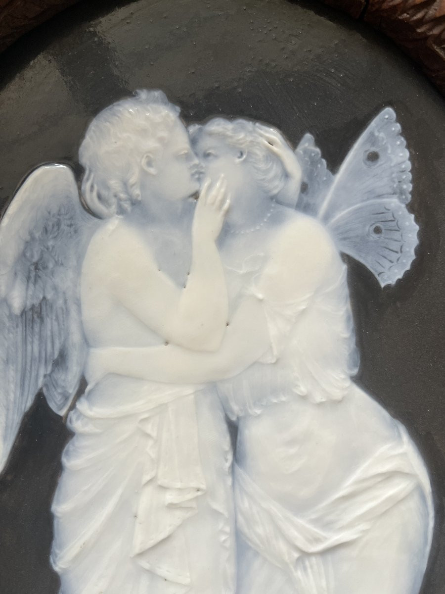 2 Rare Porcelain Plaques Pate Sur Pate 1874 Signed Era Sevres, Monton, Solon ..-photo-3