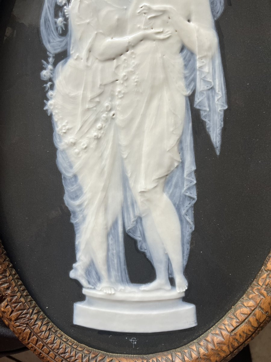2 Rare Porcelain Plaques Pate Sur Pate 1874 Signed Era Sevres, Monton, Solon ..-photo-6