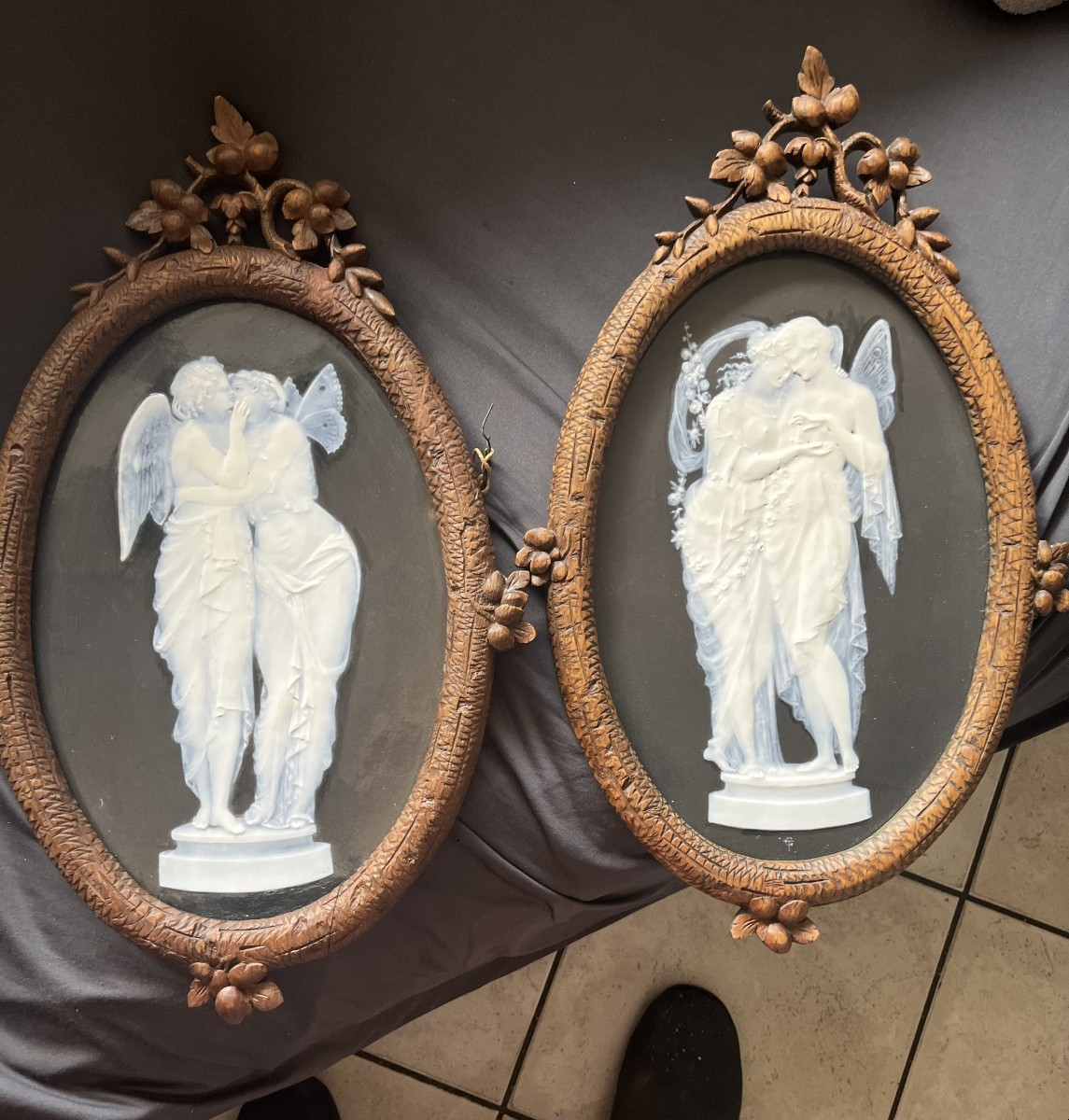 2 Rare Porcelain Plaques Pate Sur Pate 1874 Signed Era Sevres, Monton, Solon ..