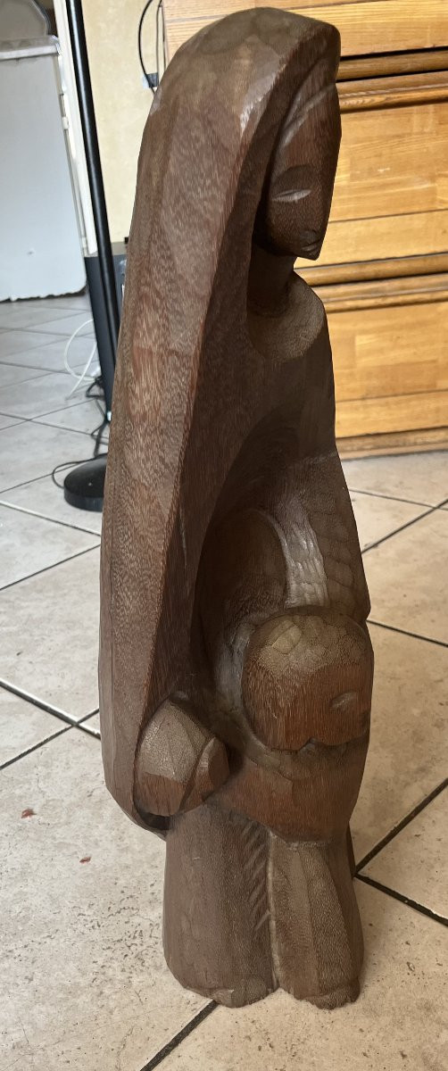 Cubic Wood Sculpture, 1930s, Art Deco, Monogram-photo-4