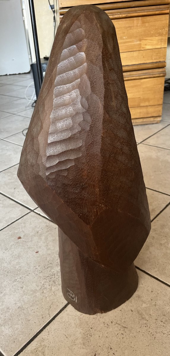 Cubic Wood Sculpture, 1930s, Art Deco, Monogram-photo-1