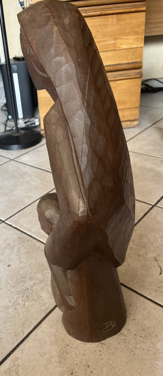 Cubic Wood Sculpture, 1930s, Art Deco, Monogram-photo-2