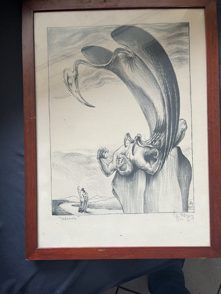 2 gravure symboliste ZILDER Gyula école hongroise-photo-1