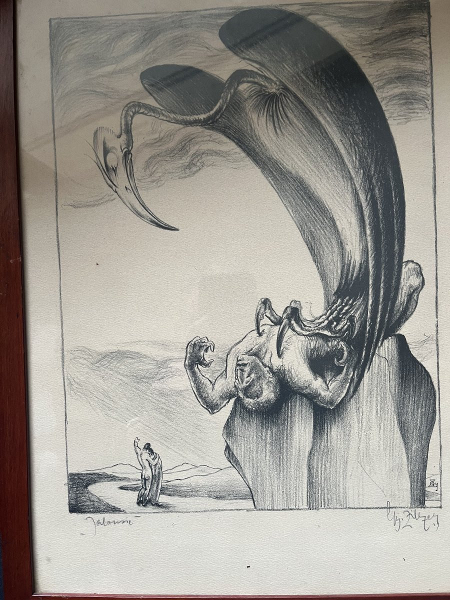 2 gravure symboliste ZILDER Gyula école hongroise-photo-2