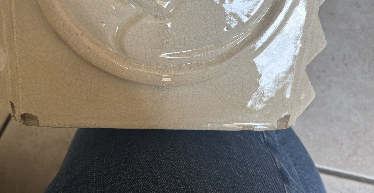 Paire de lampes  faïence CUBIQUE art deco 1930 signé -photo-4