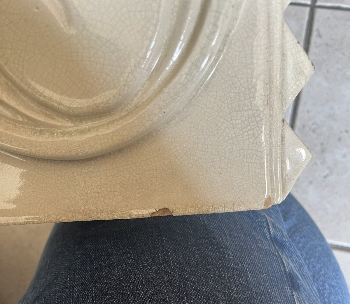 Paire de lampes  faïence CUBIQUE art deco 1930 signé -photo-5