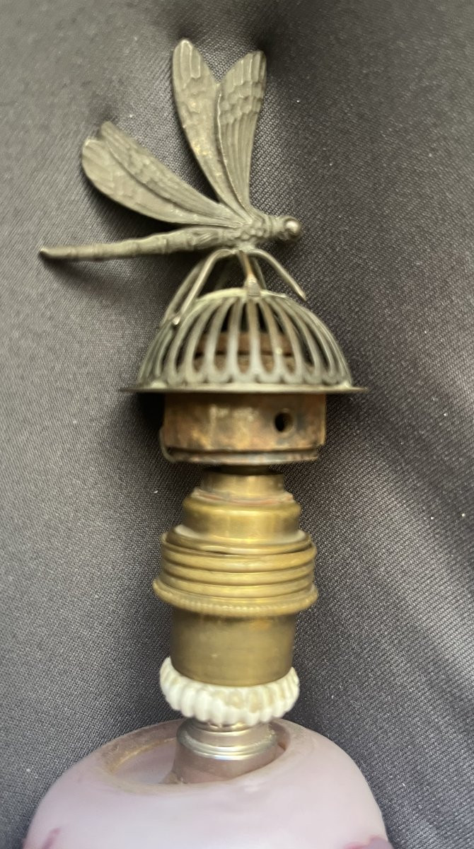 Very Rare Nightlight Acid-etched Glass Dragonflies, Etc. .. . Devez Era Gallé ,...-photo-1