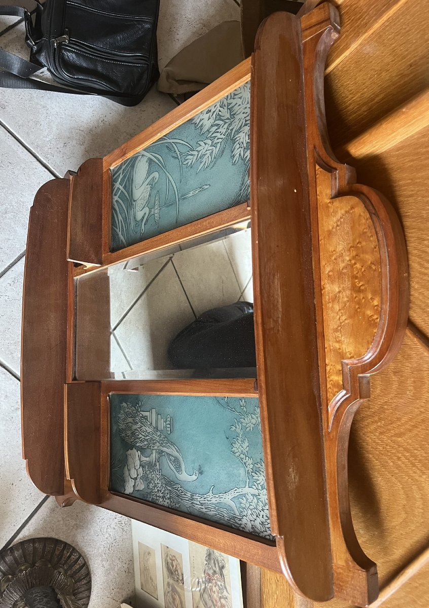 RARE étagère 1900 plaques verre signées GEEF LYON-photo-2