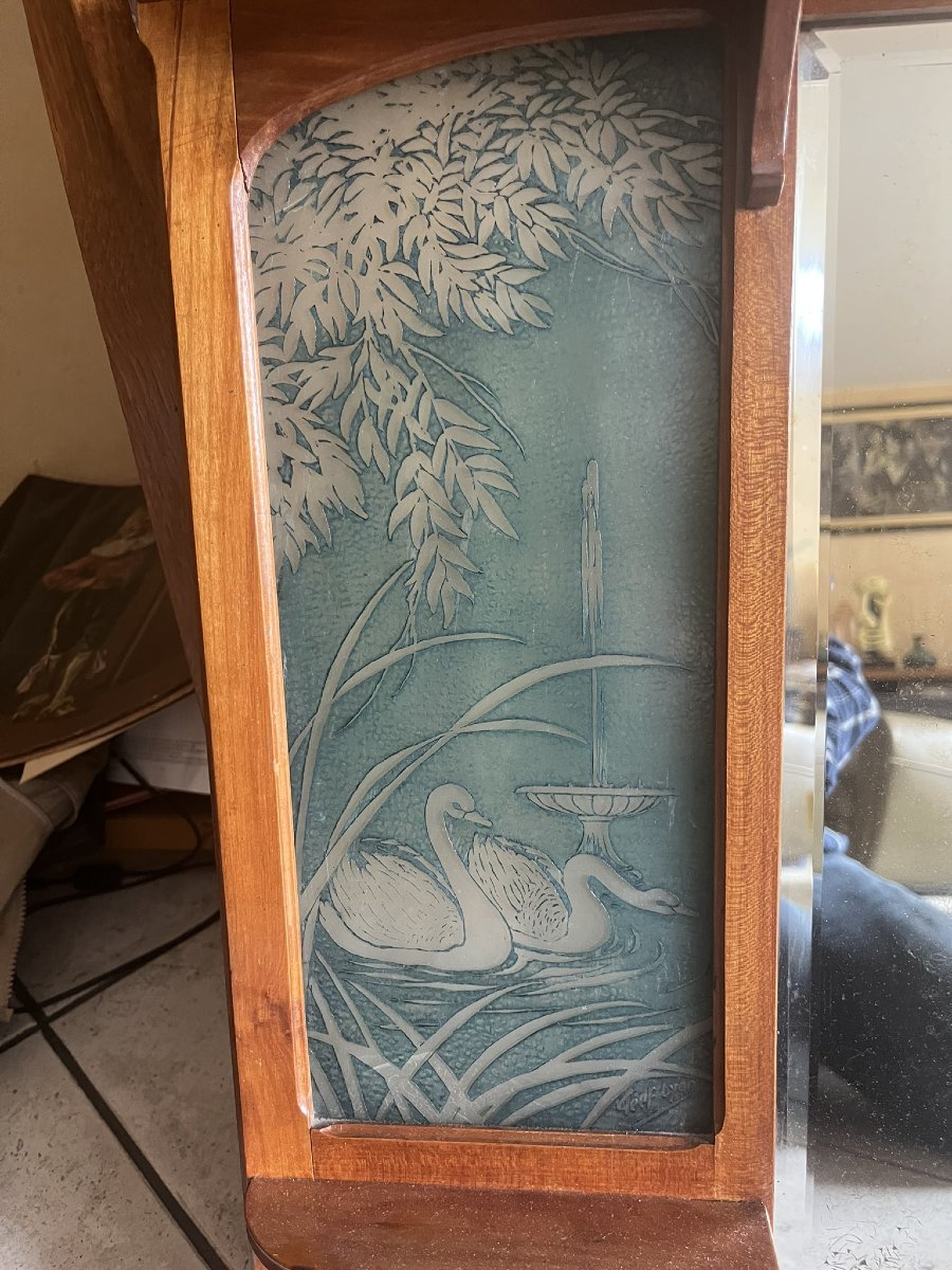 RARE étagère 1900 plaques verre signées GEEF LYON-photo-2