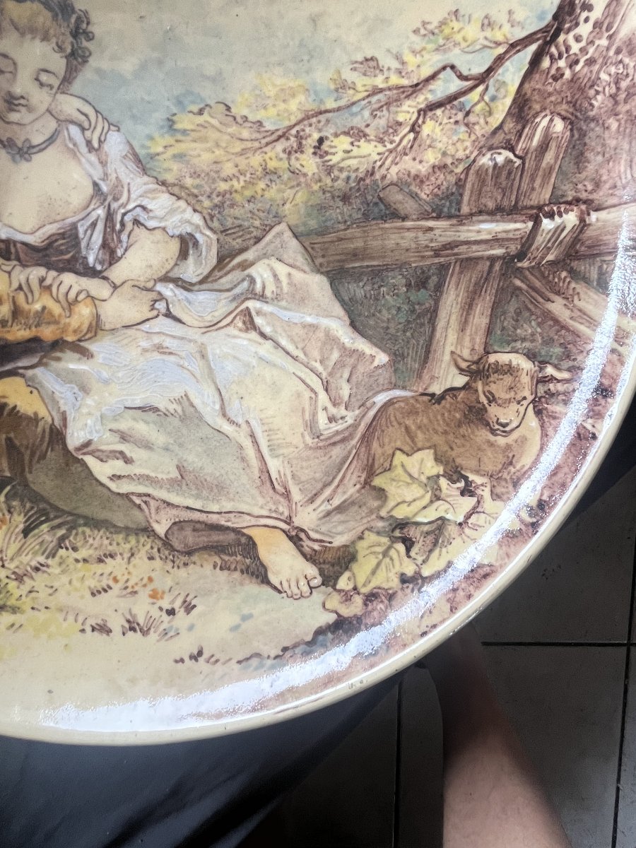 Large Bourg La Reine Earthenware Dish-photo-3