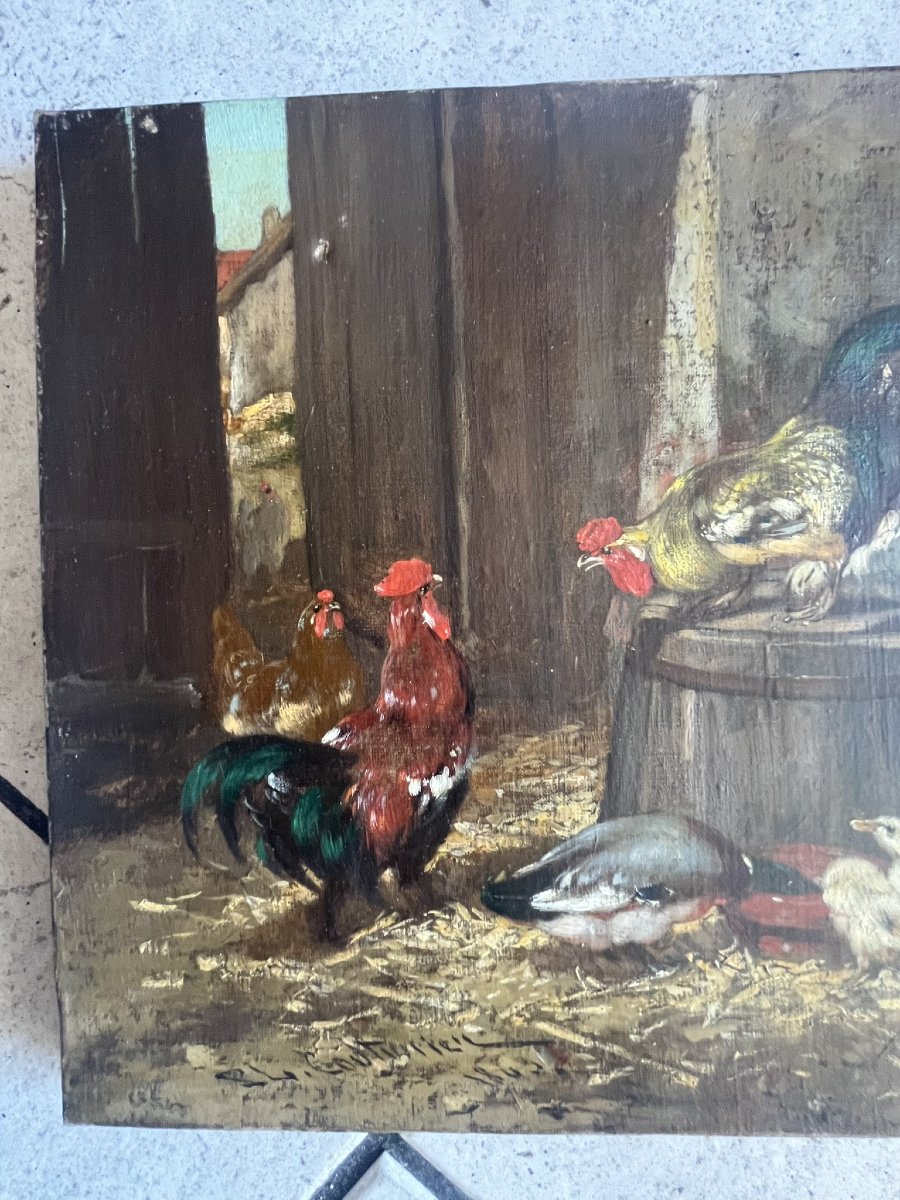 huile basse cour Philibert Léon COUTURIER (1823-1901)-photo-2