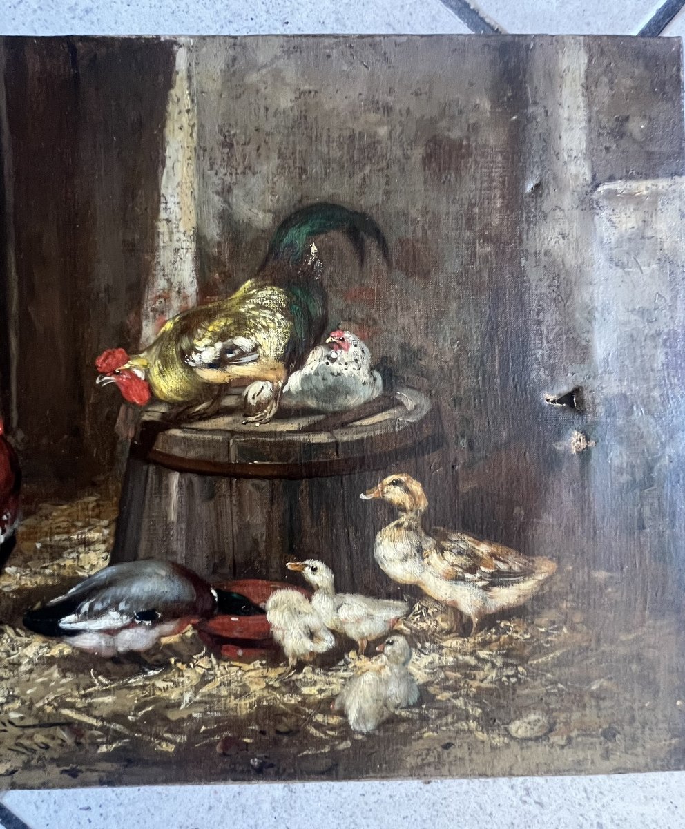 huile basse cour Philibert Léon COUTURIER (1823-1901)-photo-3