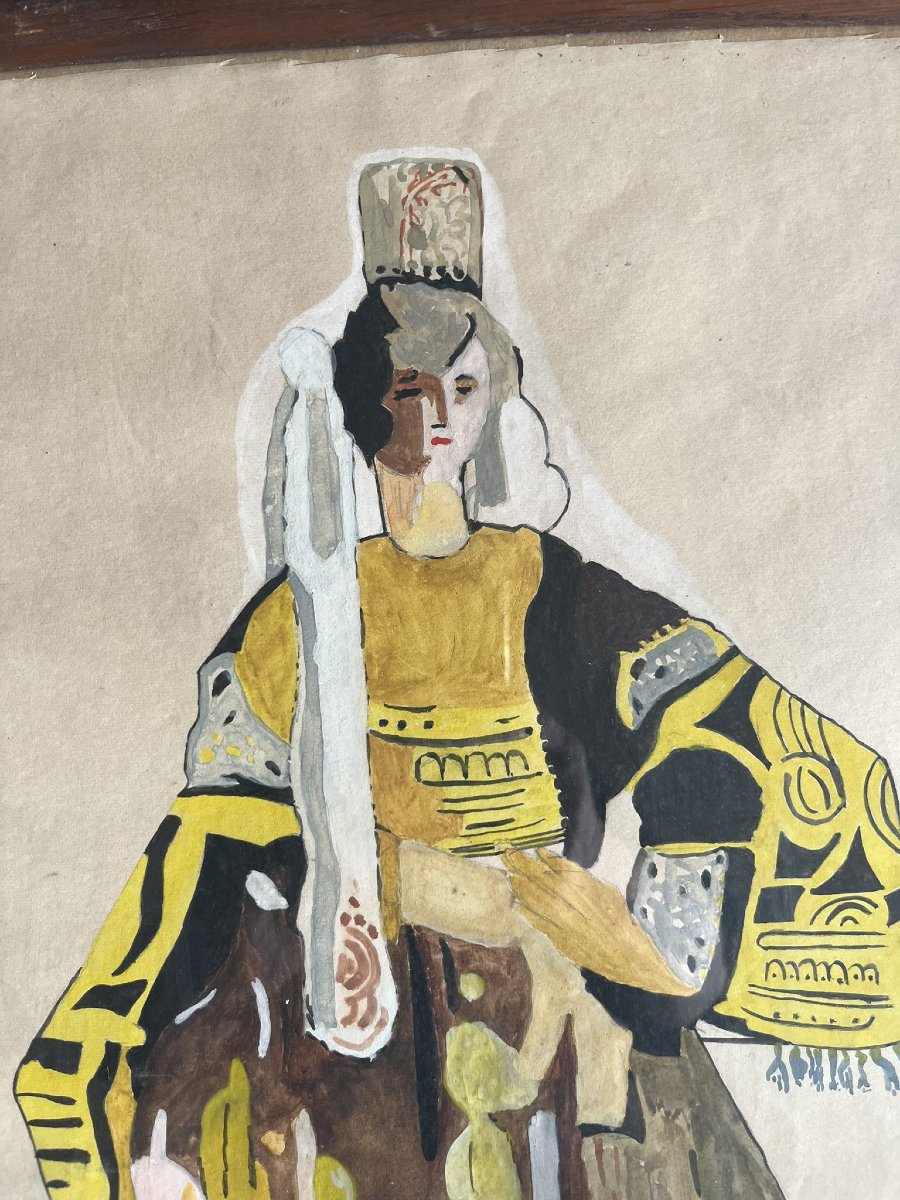 2 Gouaches " bretons " 1930 art deco signées bretagne-photo-2