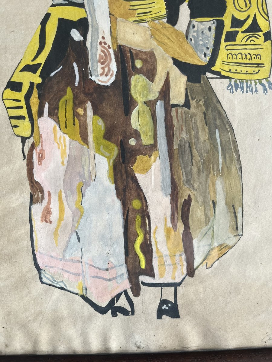 2 Gouaches " bretons " 1930 art deco signées bretagne-photo-3