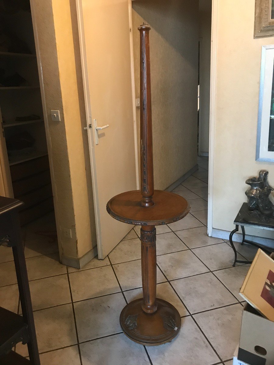 Louis Majorelle Wood Floor Lamp (1859-1926) Signed-photo-2