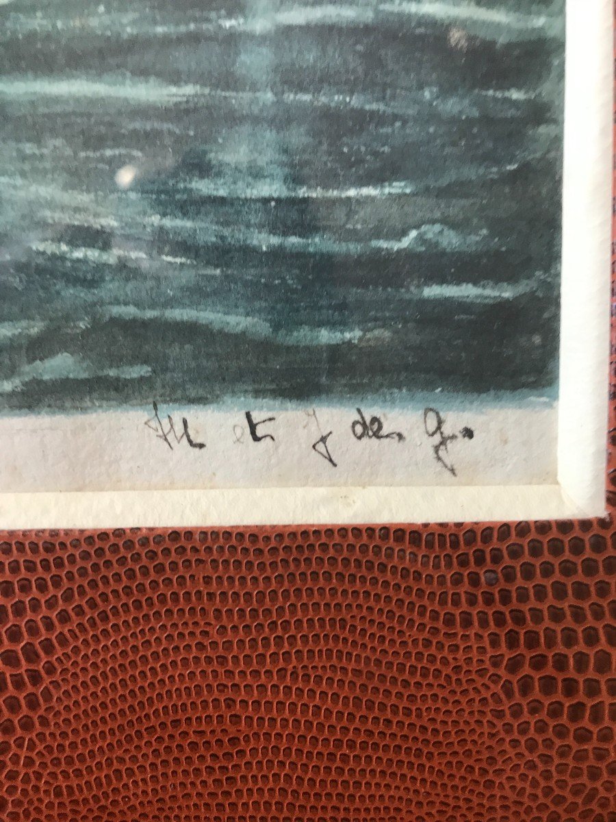Ophélie" superbe aquarelle symboliste signé-photo-4