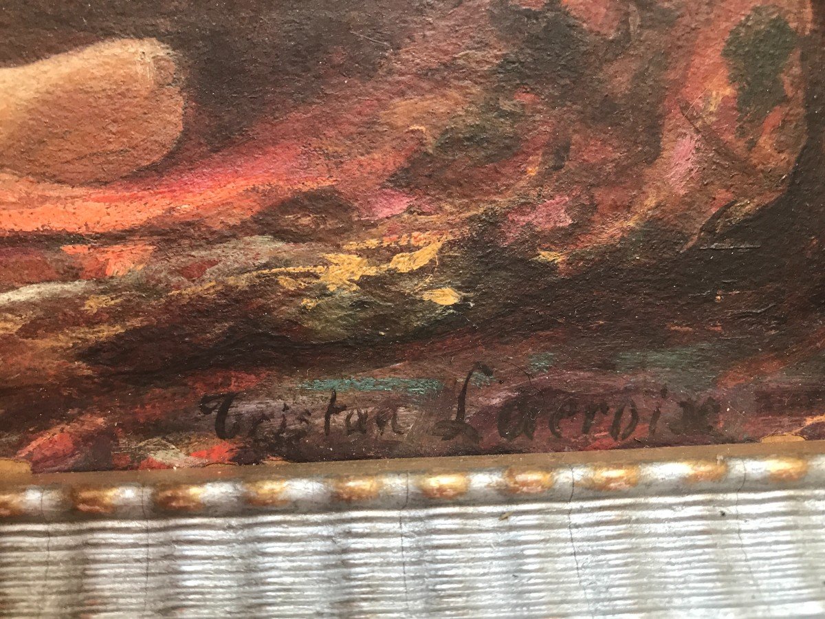Oil On Cardboard By Tristan Lacroix (1849-1914).-photo-4