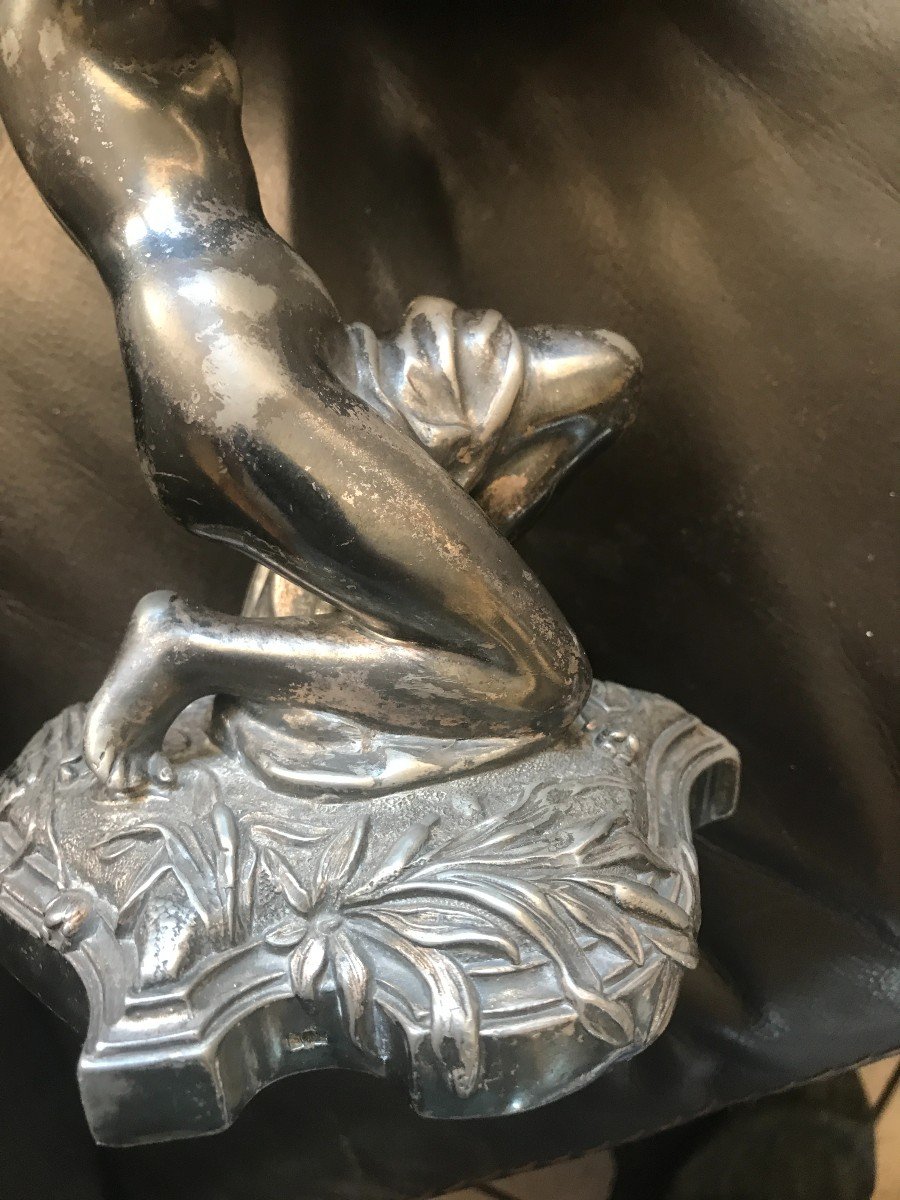 Rare Coupe Métal Argenté Victor Saglier-photo-1