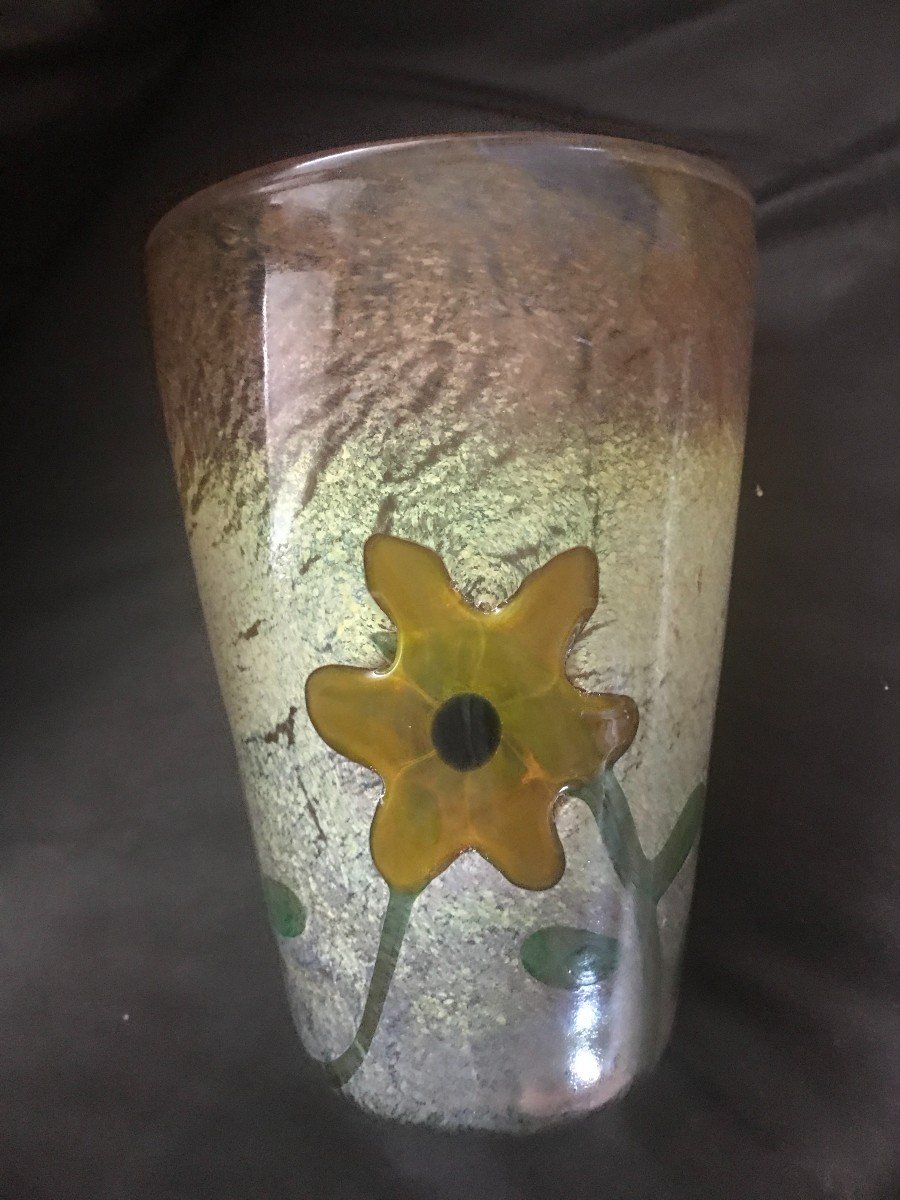 Rare Vase En Verre .    Marqueterie De Verre  Art Nouveau 1900-photo-2