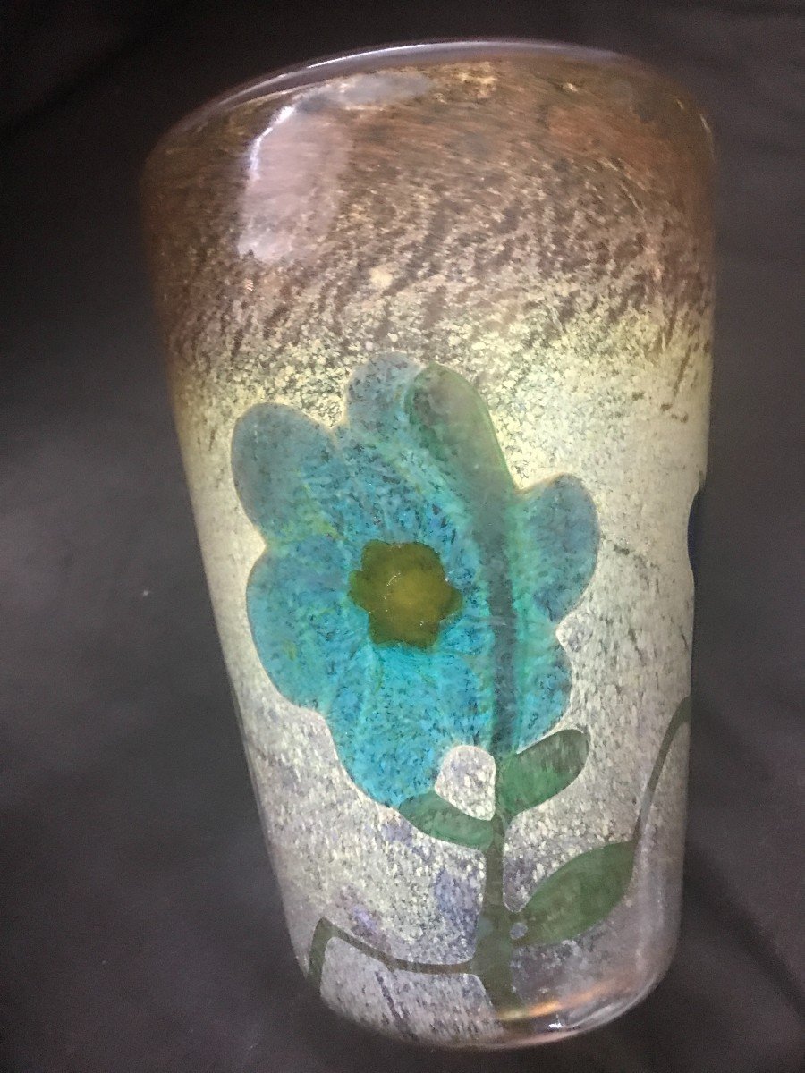 Rare Vase En Verre .    Marqueterie De Verre  Art Nouveau 1900-photo-4