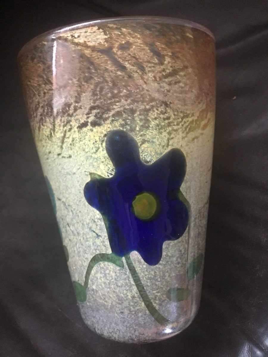 Rare Vase En Verre .    Marqueterie De Verre  Art Nouveau 1900