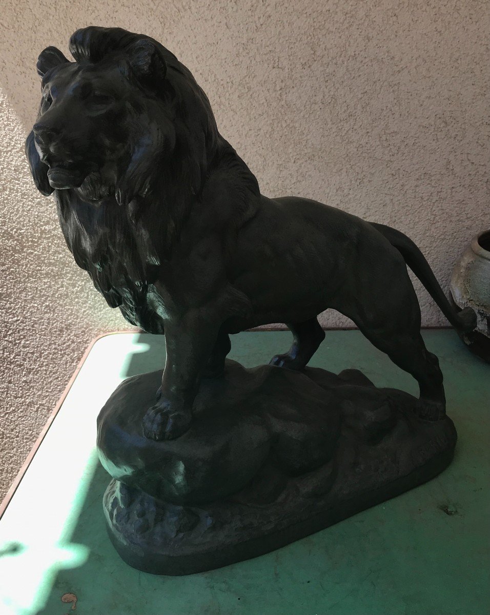 Important Régule De  Alfred Barye  : Lion-photo-2
