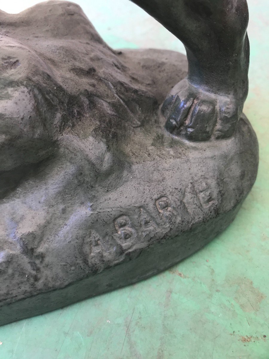 Important Régule De  Alfred Barye  : Lion-photo-4