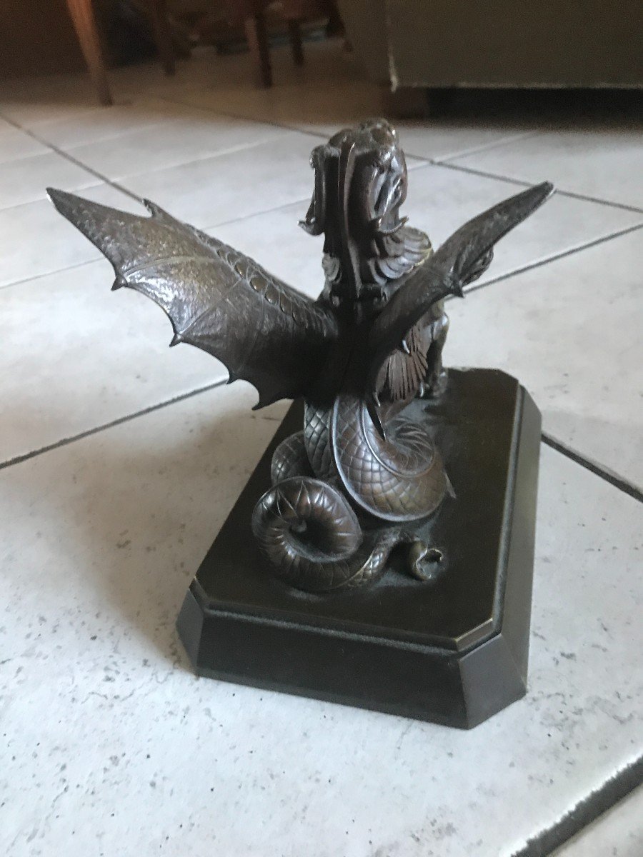 Superb And Rare Neo Gothic Bronze 1880 Signed A Leonard Chimère-photo-2
