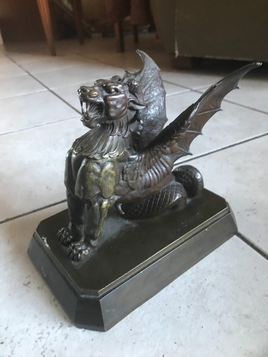 Superb And Rare Neo Gothic Bronze 1880 Signed A Leonard Chimère