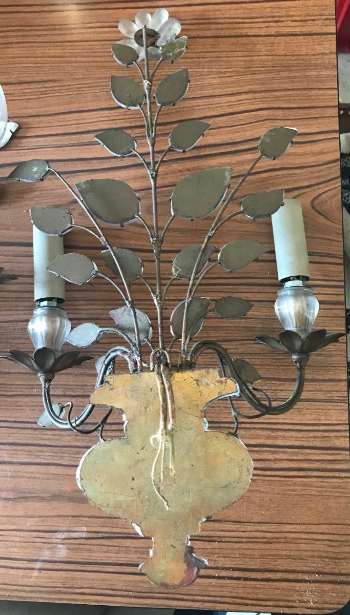 Beautiful Pair Sconces Rings Circa 1950-photo-2