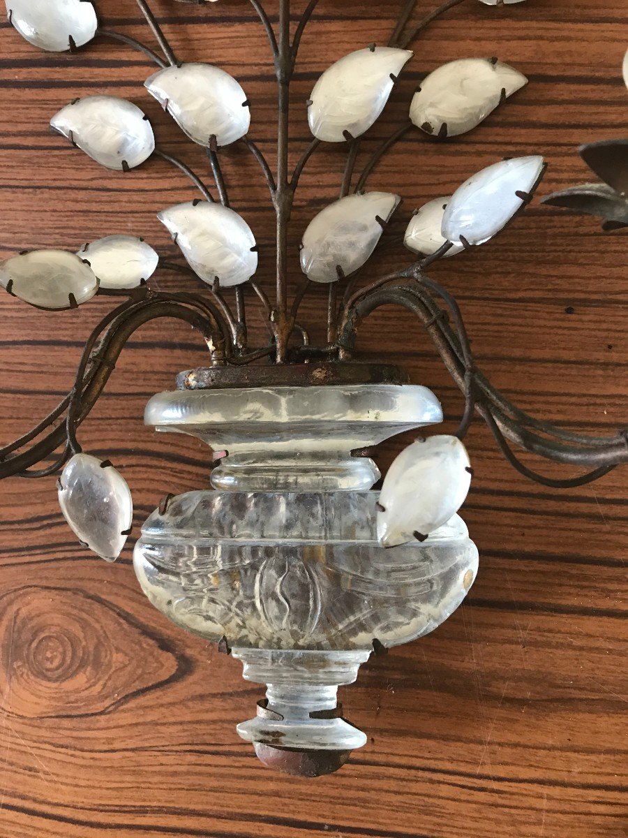Beautiful Pair Sconces Rings Circa 1950-photo-5