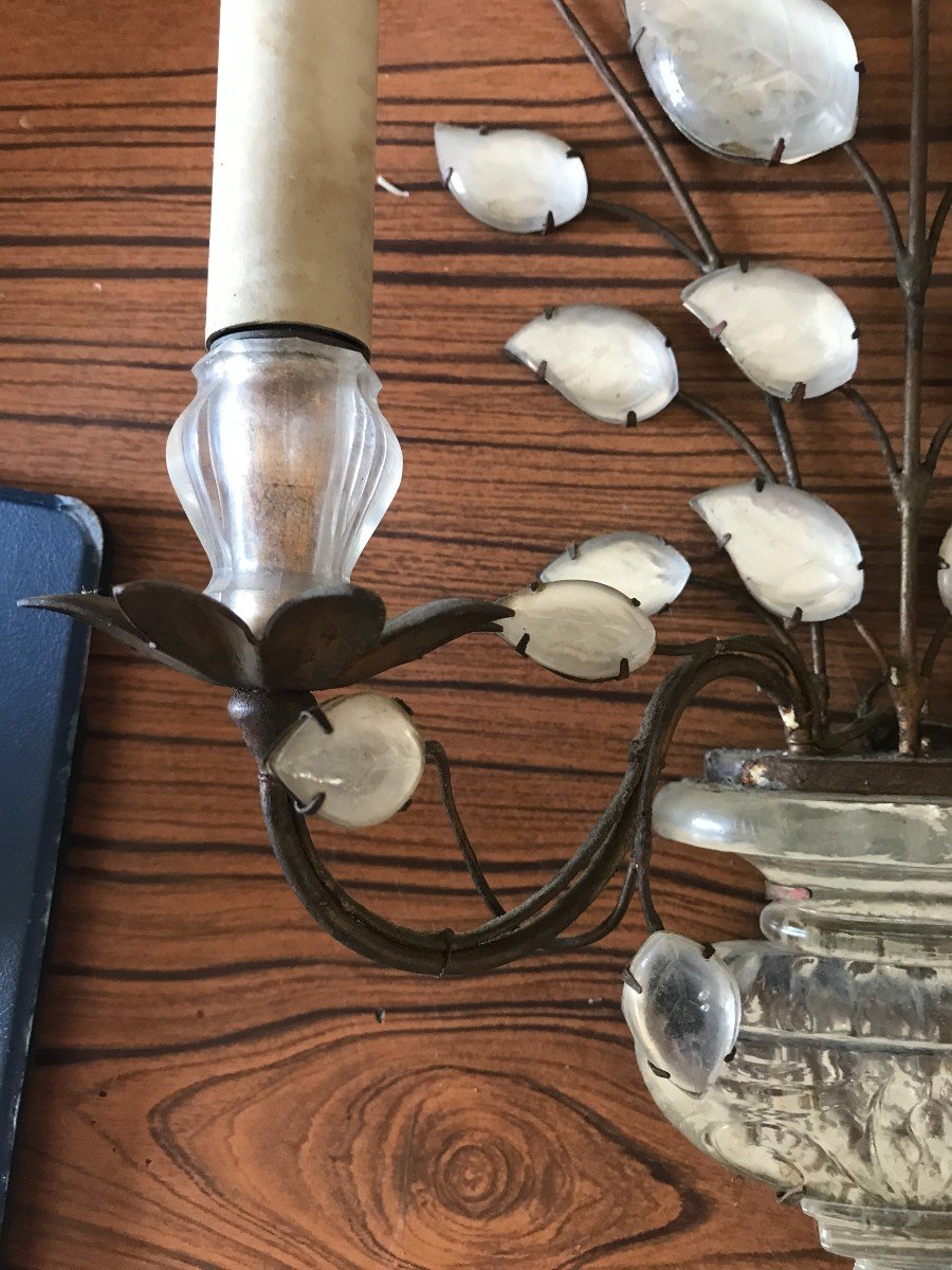 Beautiful Pair Sconces Rings Circa 1950-photo-6