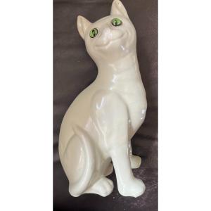 Ceramic Cat By Emile Galle. Rare Color. Authentic