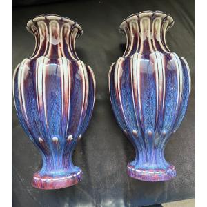 Rare Pair Vase From Sevres Sang De Boeuf Manufacture 1894