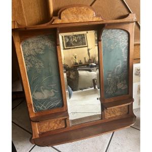 RARE étagère 1900 plaques verre signées GEEF LYON