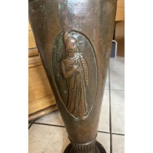 TRES grande dinanderie art deco 1930 . pièce UNIQUE