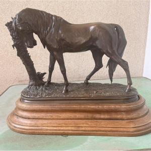 Bronze "horse And Palm Tree" By Jules Mene. Cast By The Mene Workshop