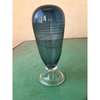 Glass Vase By Michel Bouchard Dated (19) 82