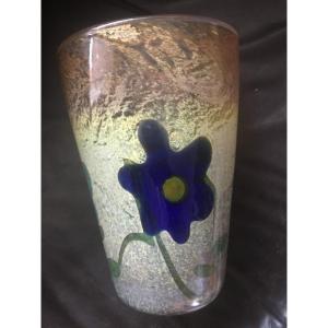 Rare Glass Vase. 1900 Art Nouveau Glass Marquetry