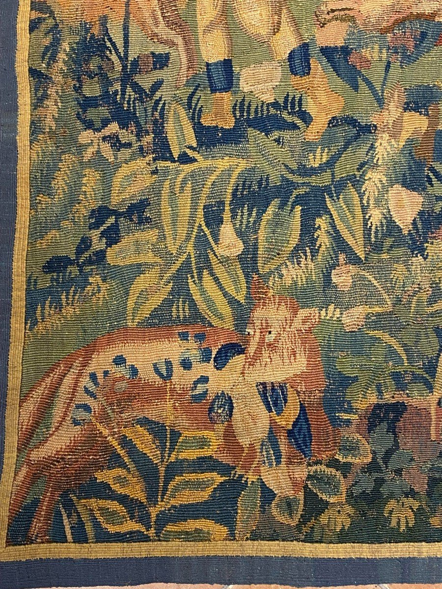 Tapisserie Des Flandres XVI Siècle Scène De Cour Et De Chasse-photo-2