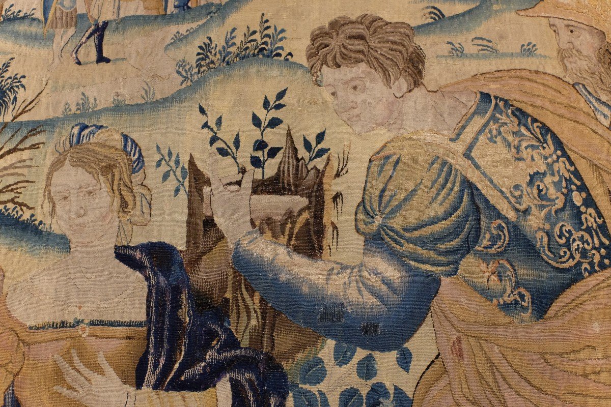 Tapisserie Audenarde Flandres  Scène Galante époque Louis XIII -photo-2