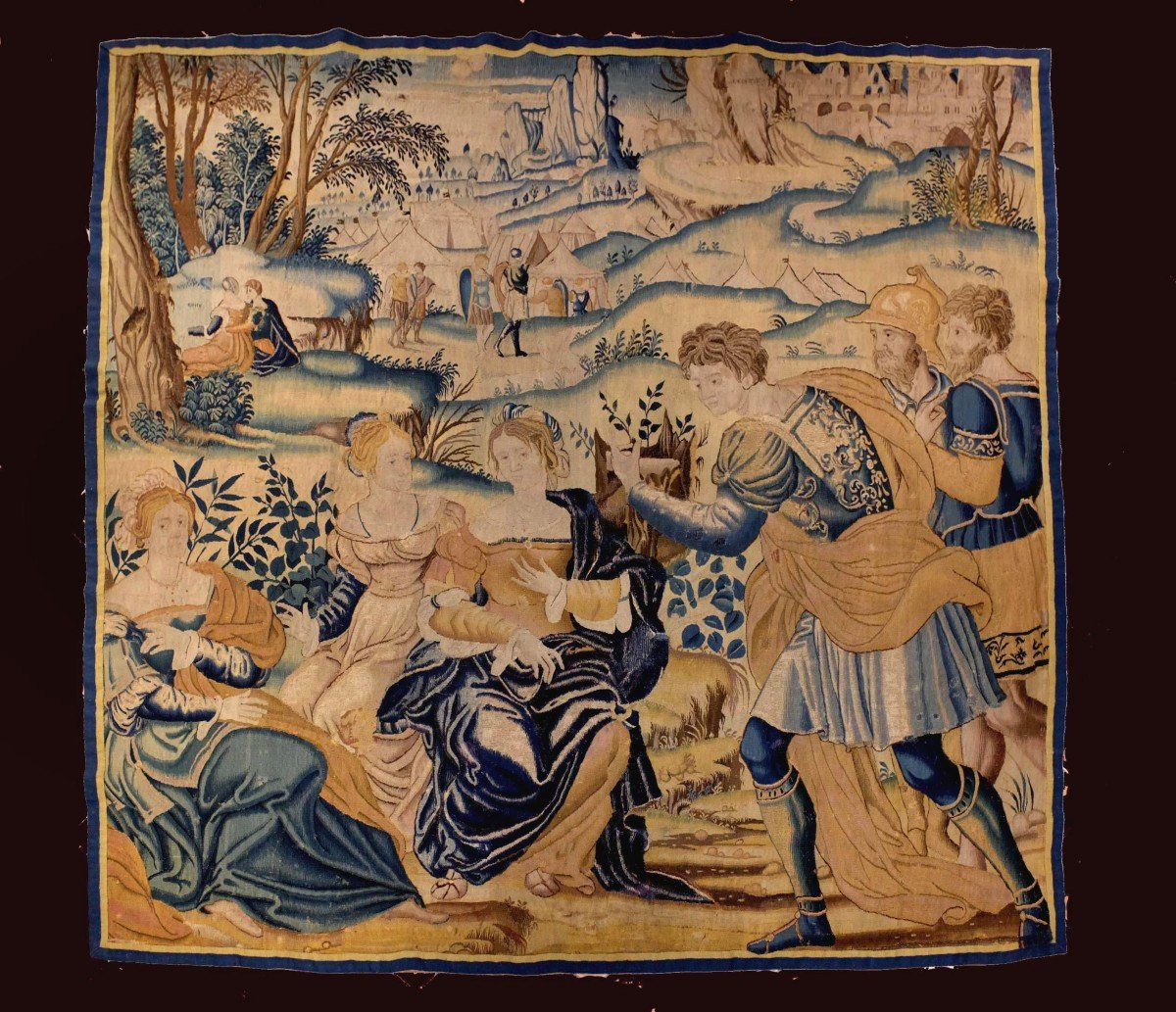 Tapisserie Audenarde Flandres  Scène Galante époque Louis XIII 