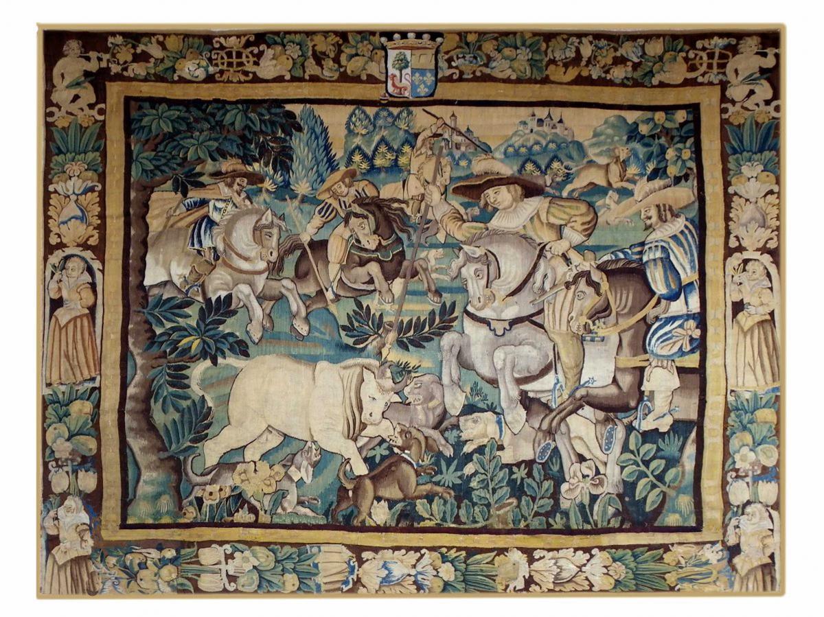 Tapisserie Audenarde Scéne De Chasse Epoque Louis XIII