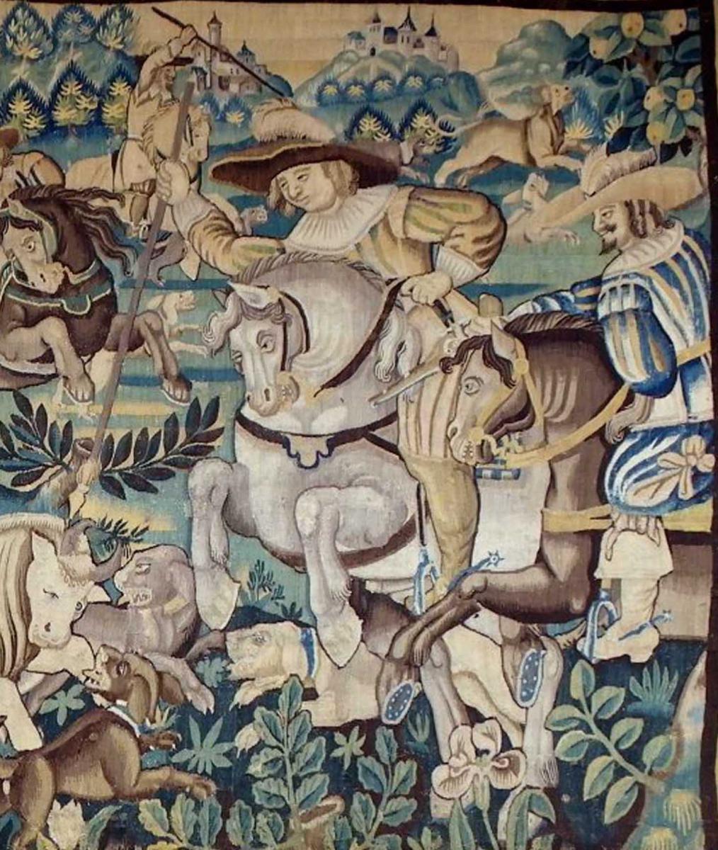 Tapisserie Audenarde Scéne De Chasse Epoque Louis XIII-photo-2