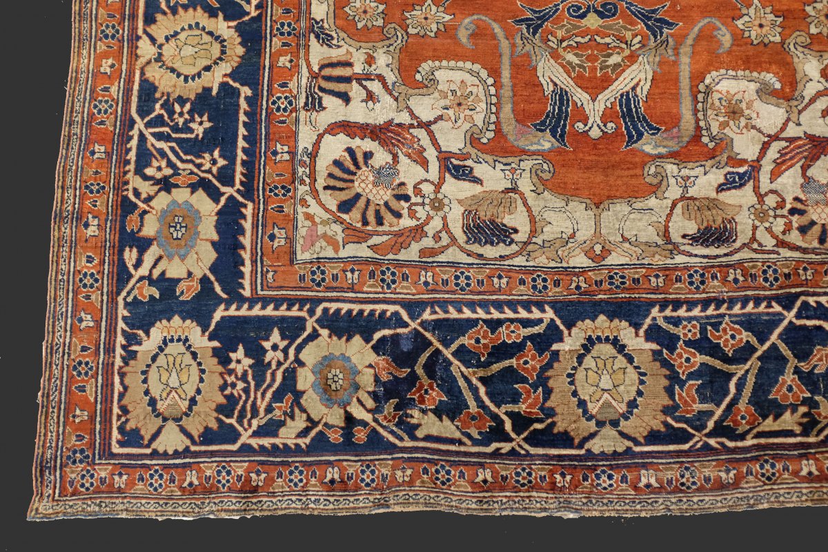 Tapis Heriz Soie Epoque Dynastie Kadjar Vers 1850-photo-2